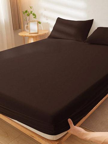 1pc Supersoft Solid Color Fitted Sheet, Bedding, Summer Dorm Bedding, Mattress Cover For Bed, Back To School, Deep Pocket Fitted Sheet, Soft And Breathable, For All Size Bed -Twin, Full, Queen, King Size Sheet, Suitable For All Seasons, Room Decor