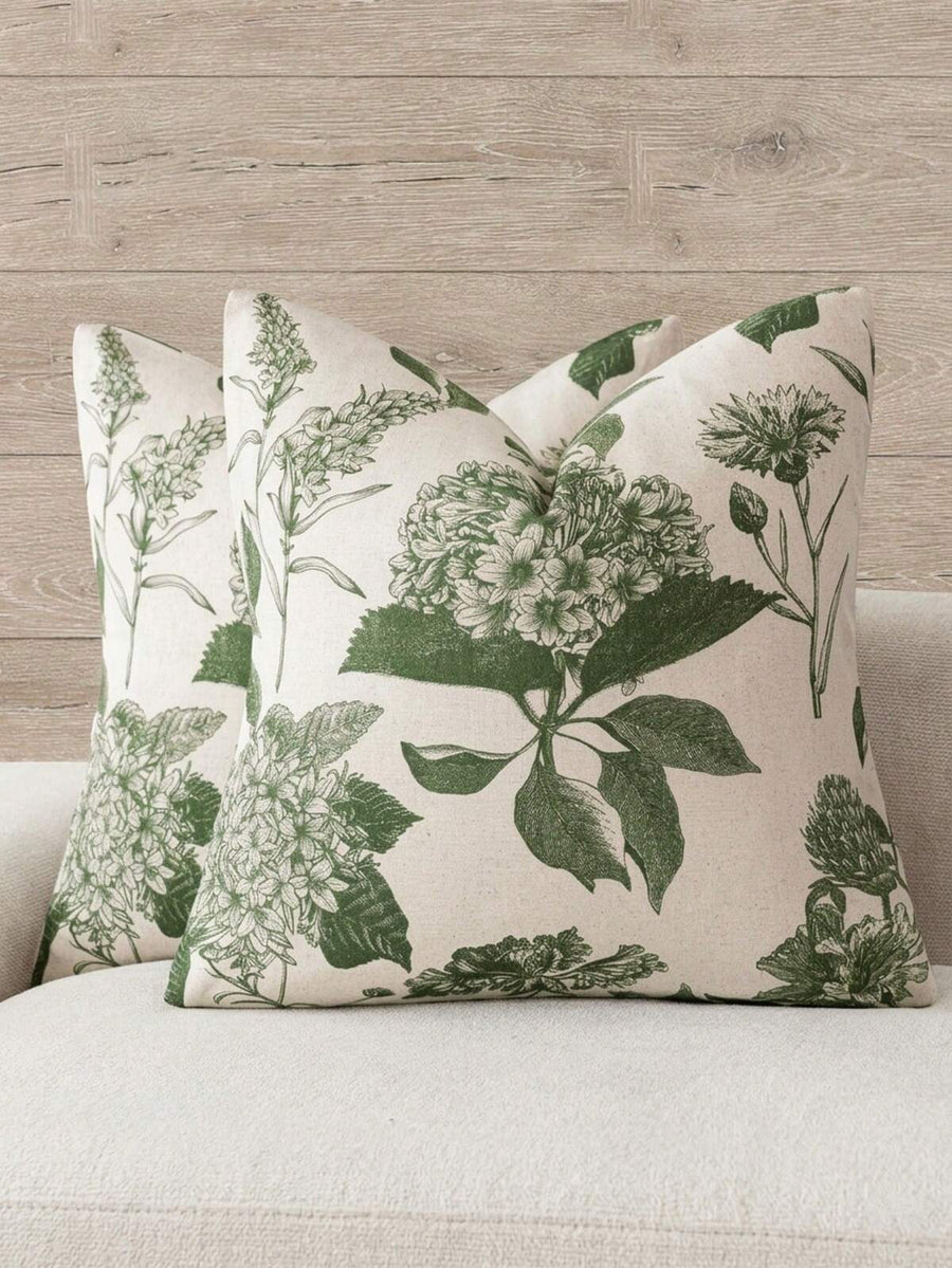 1pc Linen Floral Printed Decorative Throw Pillow Case, Vintage Farmhouse Bohemian Style Home Decor For Sofa, Chair, Bedroom, Living Room