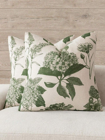 1pc Linen Floral Printed Decorative Throw Pillow Case, Vintage Farmhouse Bohemian Style Home Decor For Sofa, Chair, Bedroom, Living Room